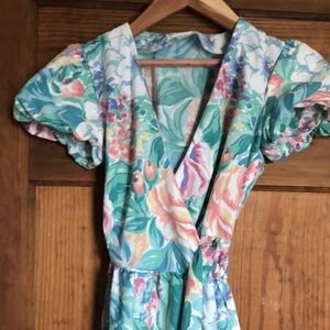 Handmade wrap dress with vintage fabric